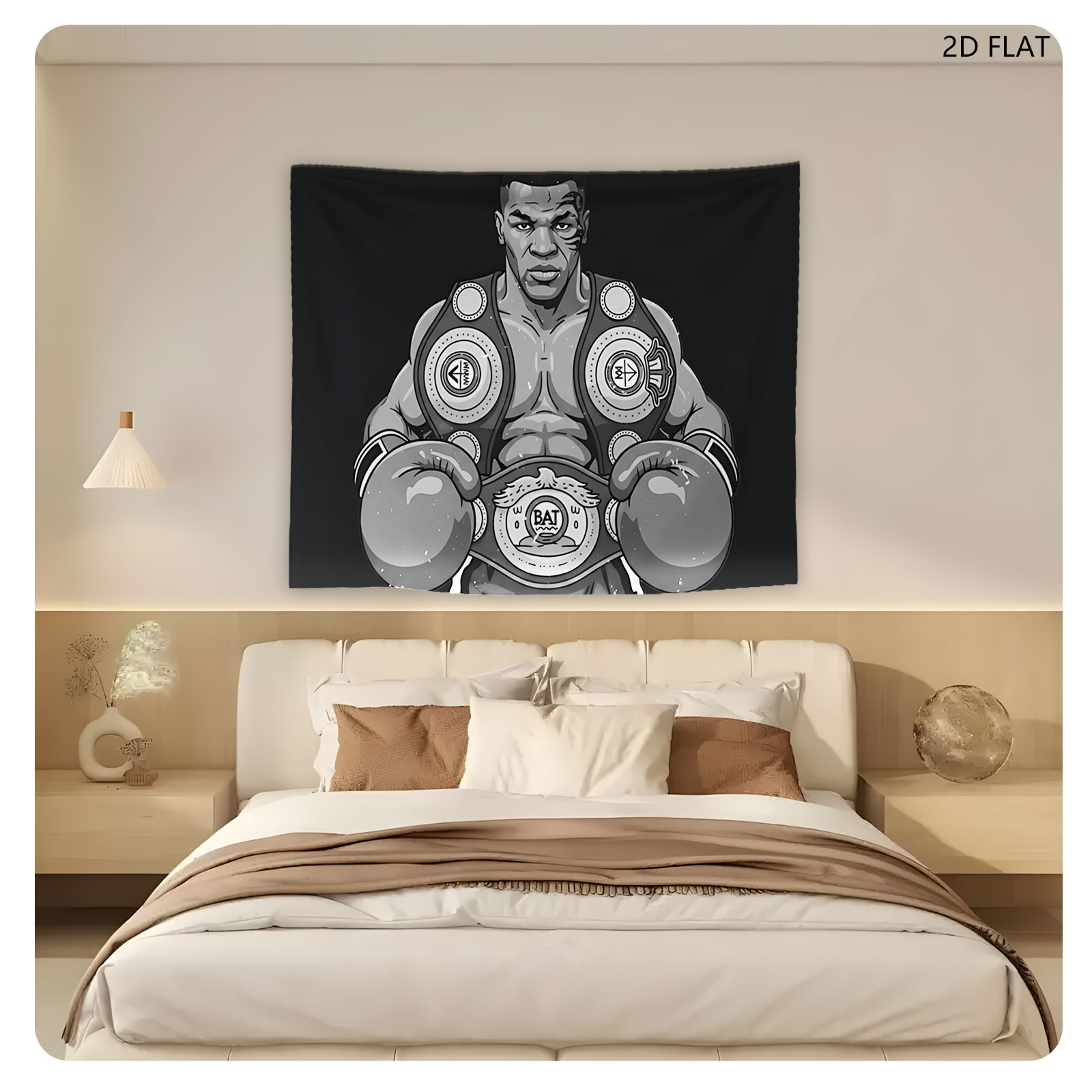 Mike Tyson in Boxing Gear with Championship Belt - Tapestry