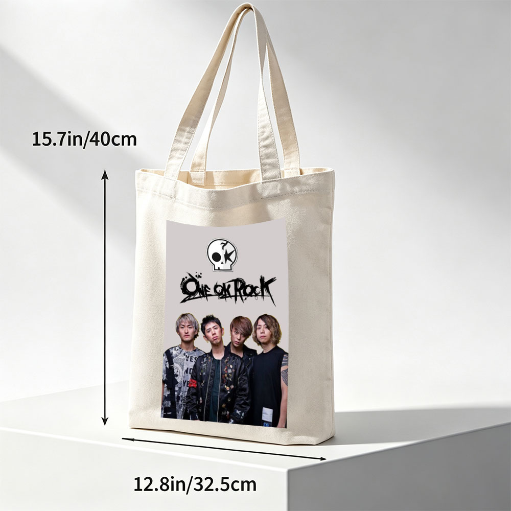 One Ok Rock Band Members Standing Together in Stylish Outfits with Logo Above - Canvas tote bags