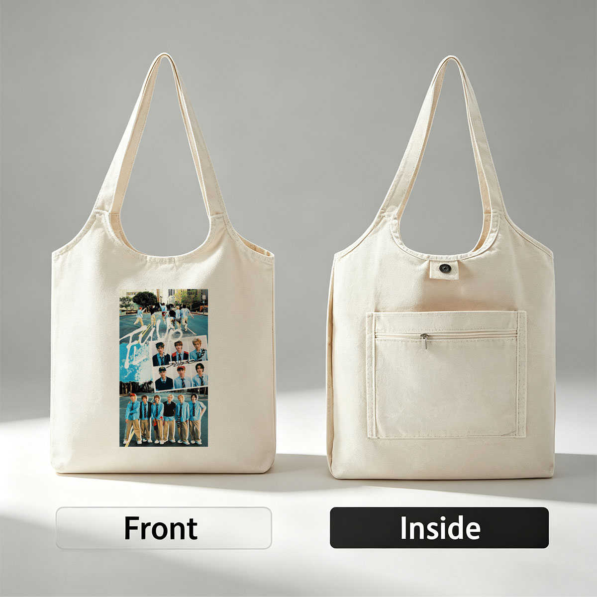 FUP Band in Urban Playground: Dynamic Group Portrait with Street Style and Individual Close-Ups - Canvas shoulder bags/