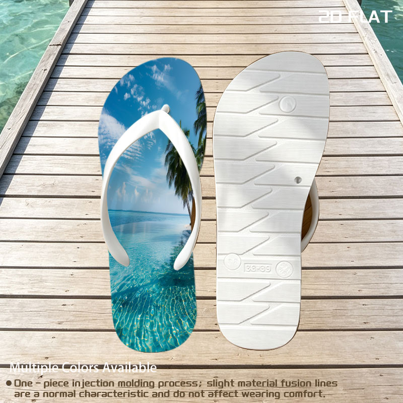 Infinite Pool Meets Azure Sea Under Palm Trees -  flip-flops
