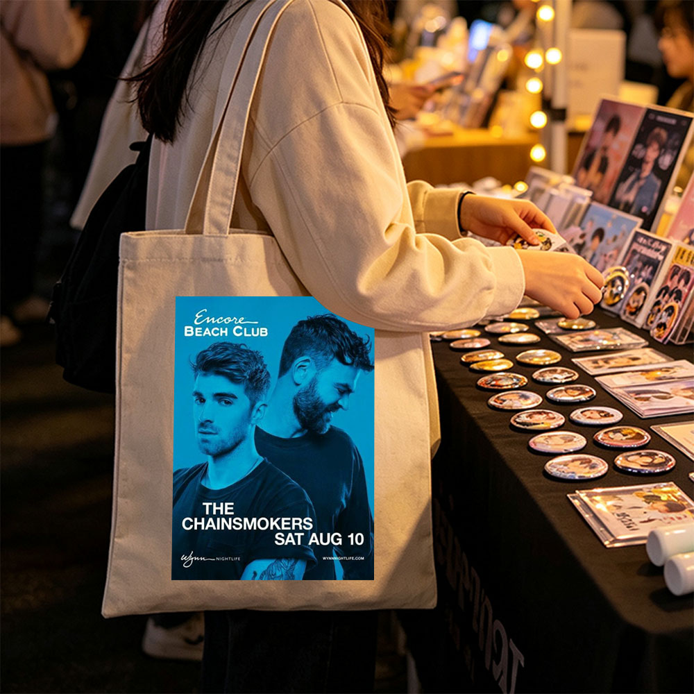The Chainsmokers at Encore Beach Club - Live Performance Poster for August 10 Event - Canvas tote bags