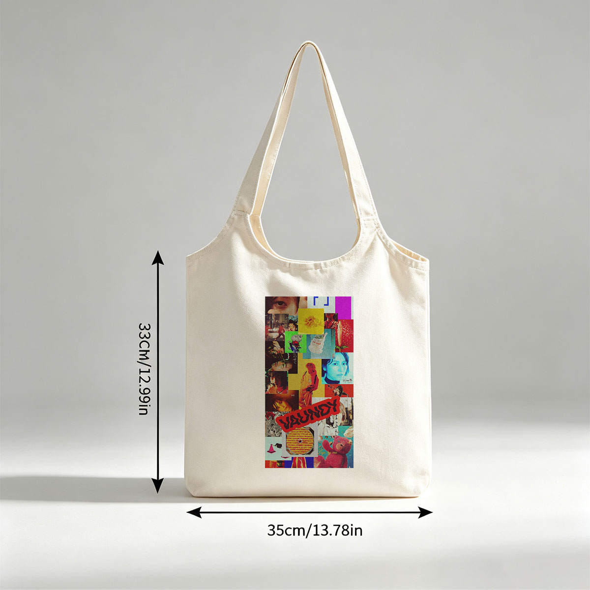 Vaundy Music Video Collage Featuring Colorful Artwork and Pop Culture Imagery - Canvas shoulder bags/