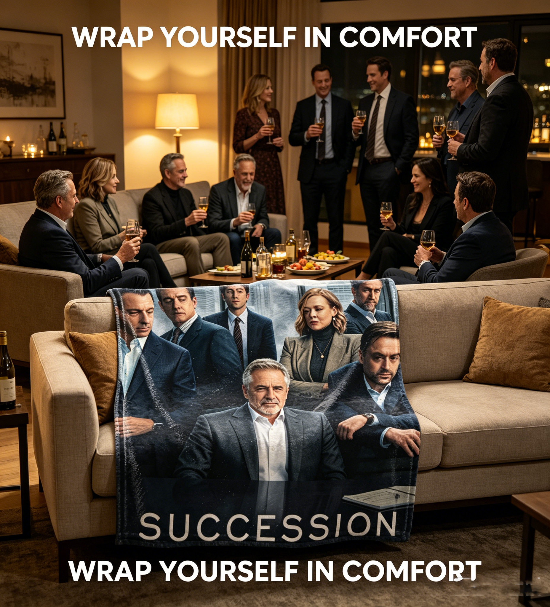 Custom Face Blanket Succession TV Show Characters Flannel Blanket Perfect for Fans Office or Home Use Ideal Gift for Drama Lovers