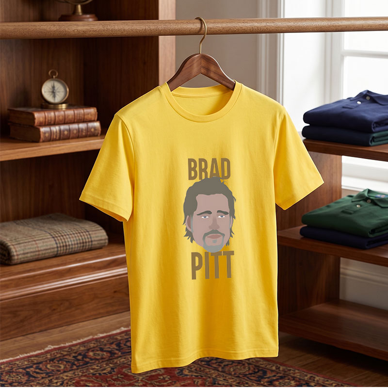 Brad Pitt Portrait Art - Tee