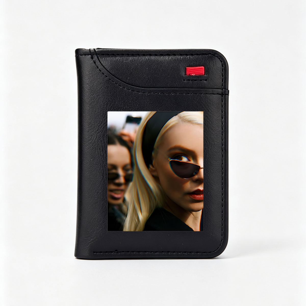 Blonde Woman in Sunglasses with Headband at Event - Vertical Style Wallet