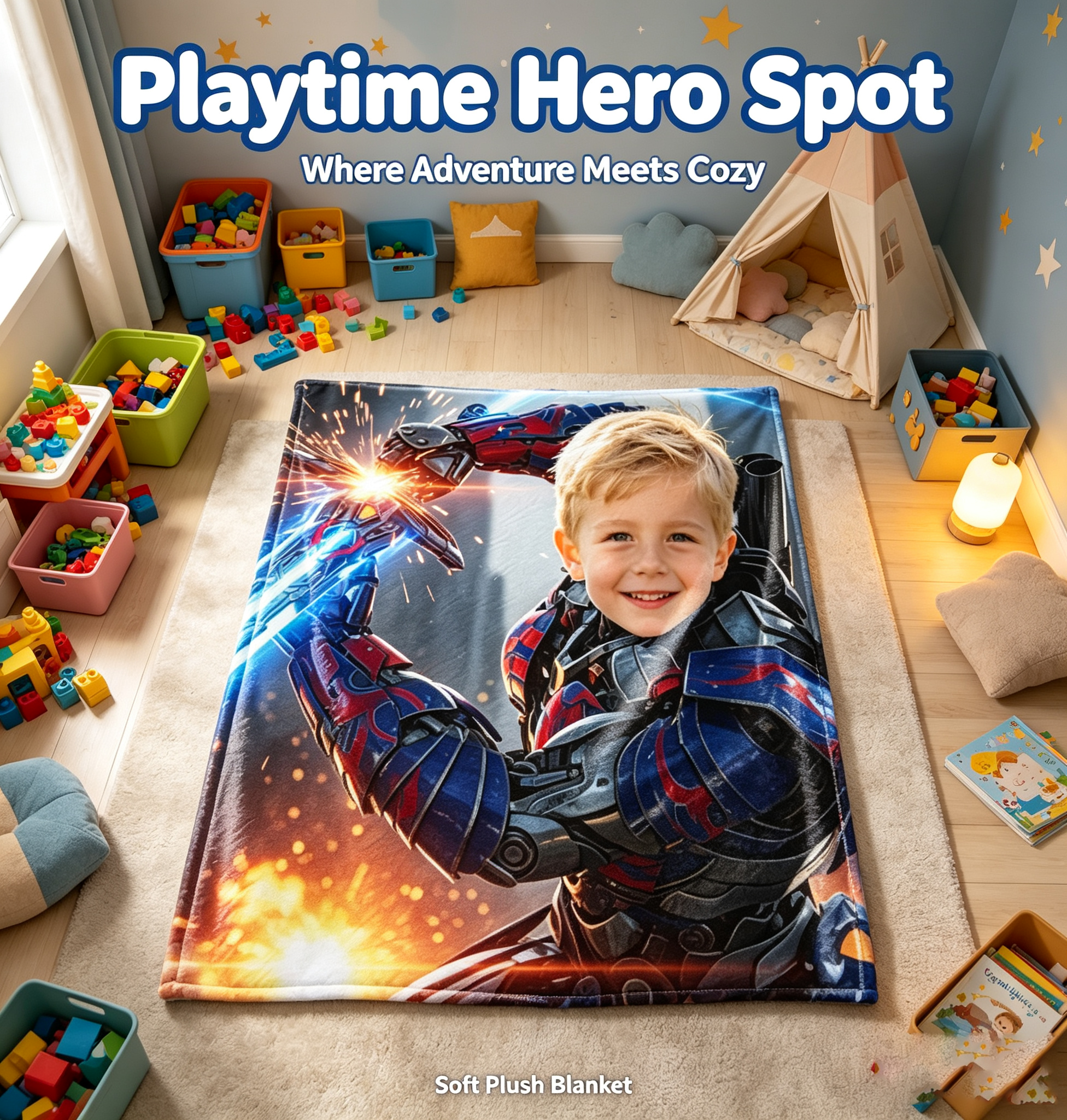 Personalized Optimus Prime Kids Blanket‑Custom Face Plush Throw