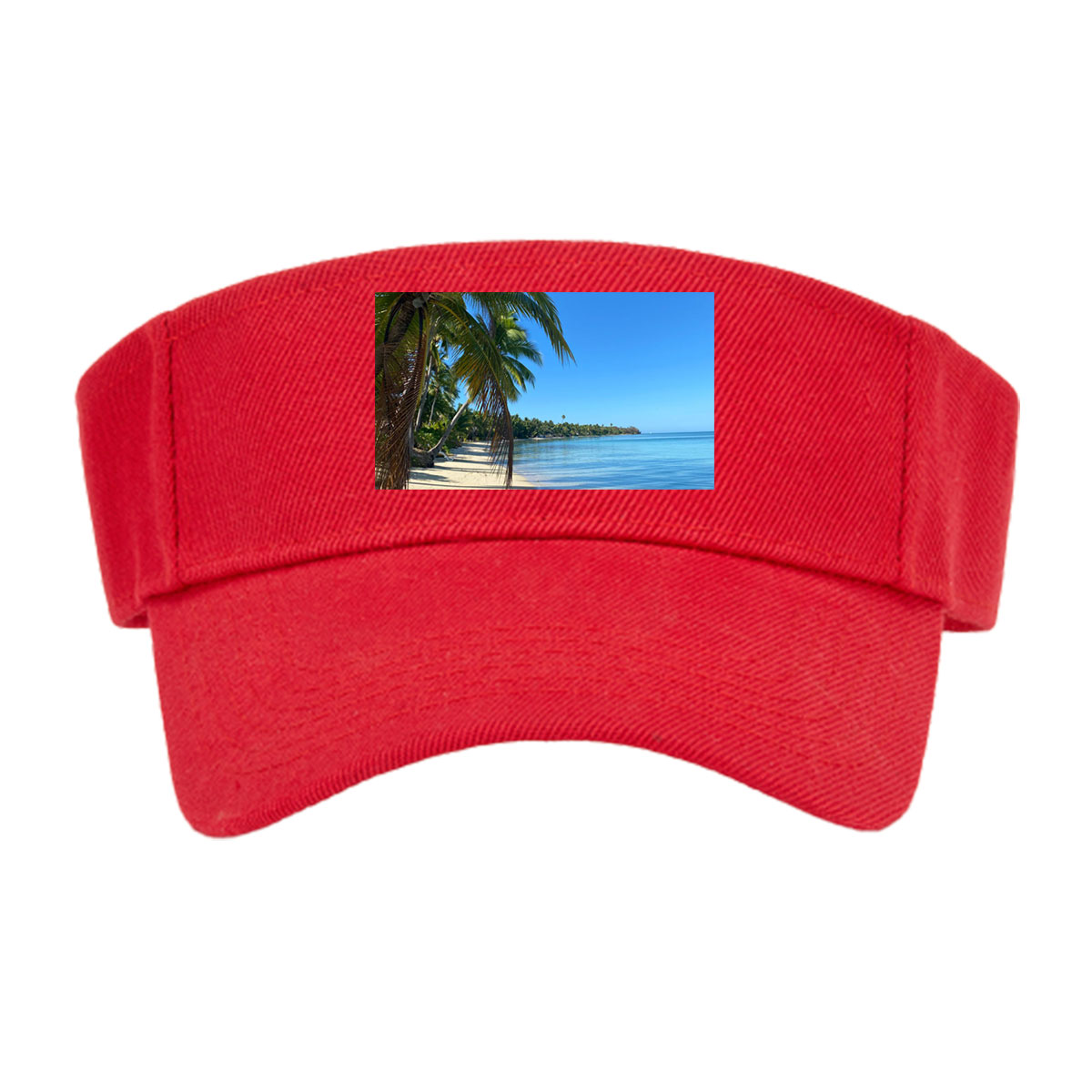 Tropical Beach with Palm Trees and Clear Blue Water -  Visor cap