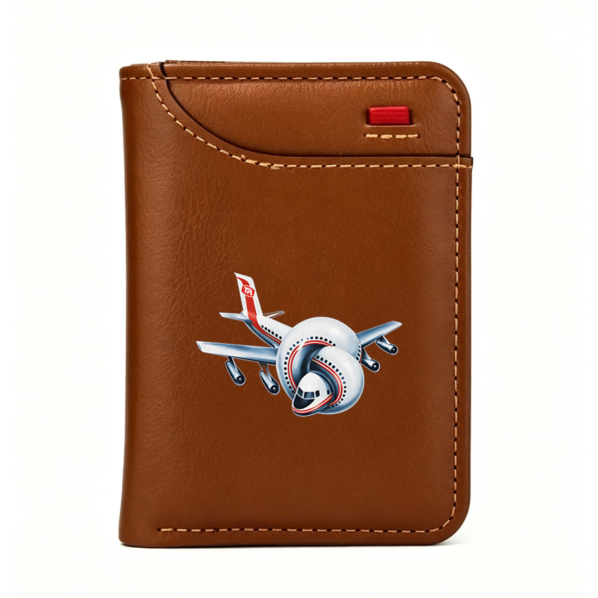Twisted Airplane with TA Logo and Red Accents - Vertical Style Wallet