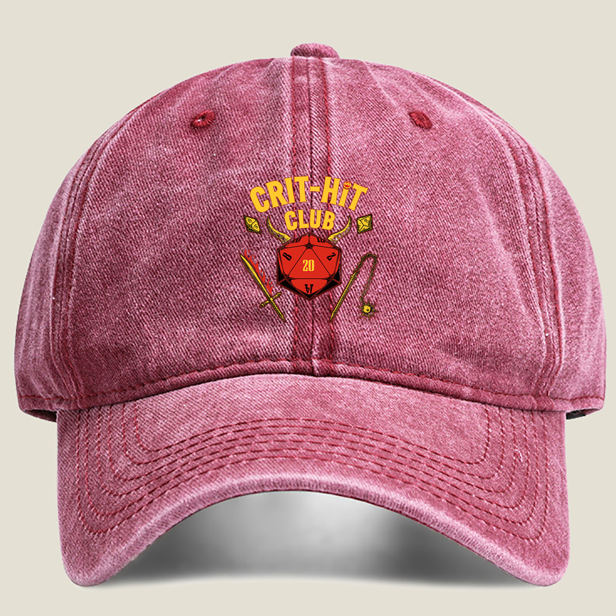 Crit-Hit Club: D&D Dice & Fantasy Gear - Washed Denim - Baseball Cap