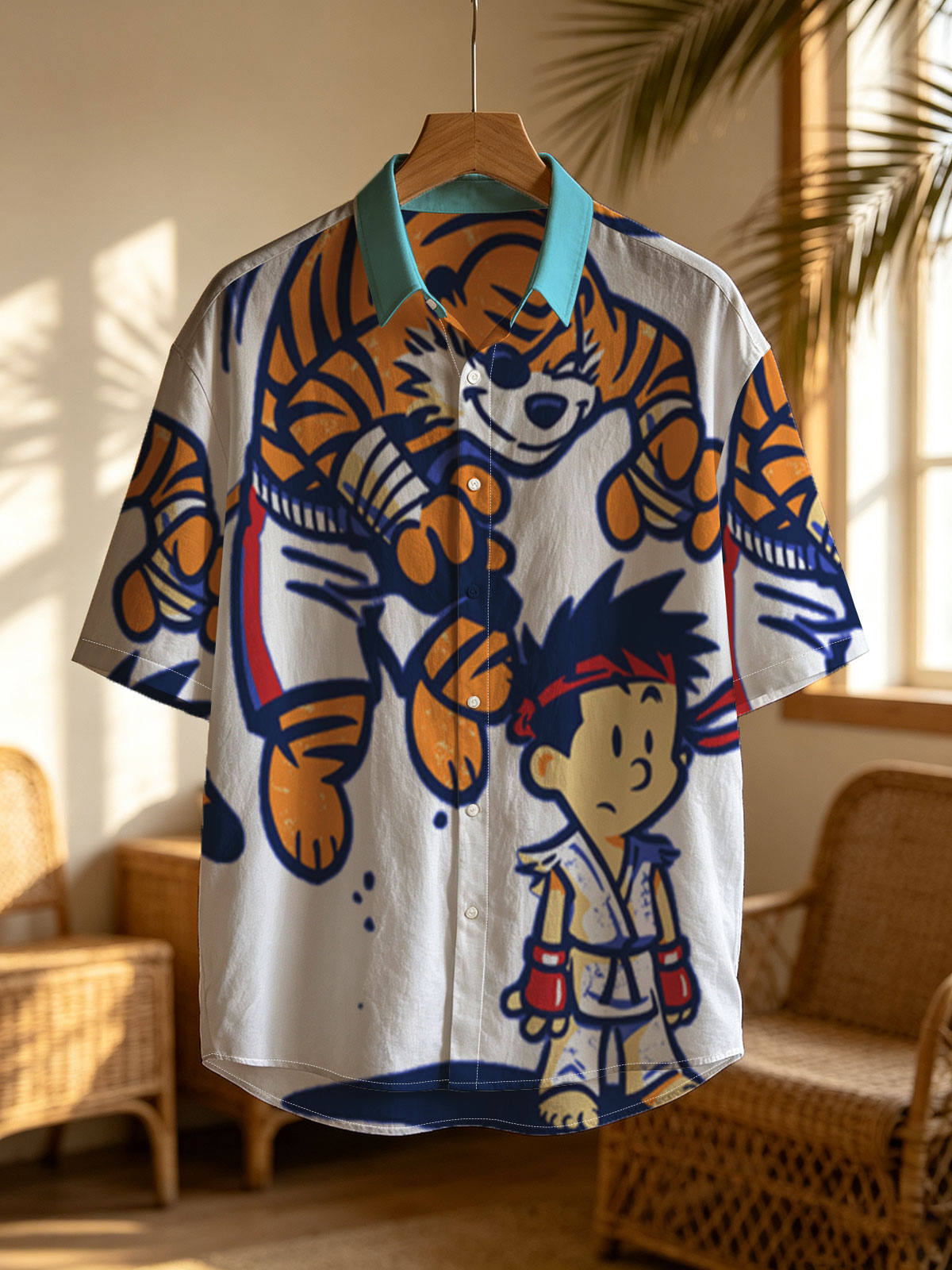 Tiger and Martial Artist Boy in Action Pose -  Shirt