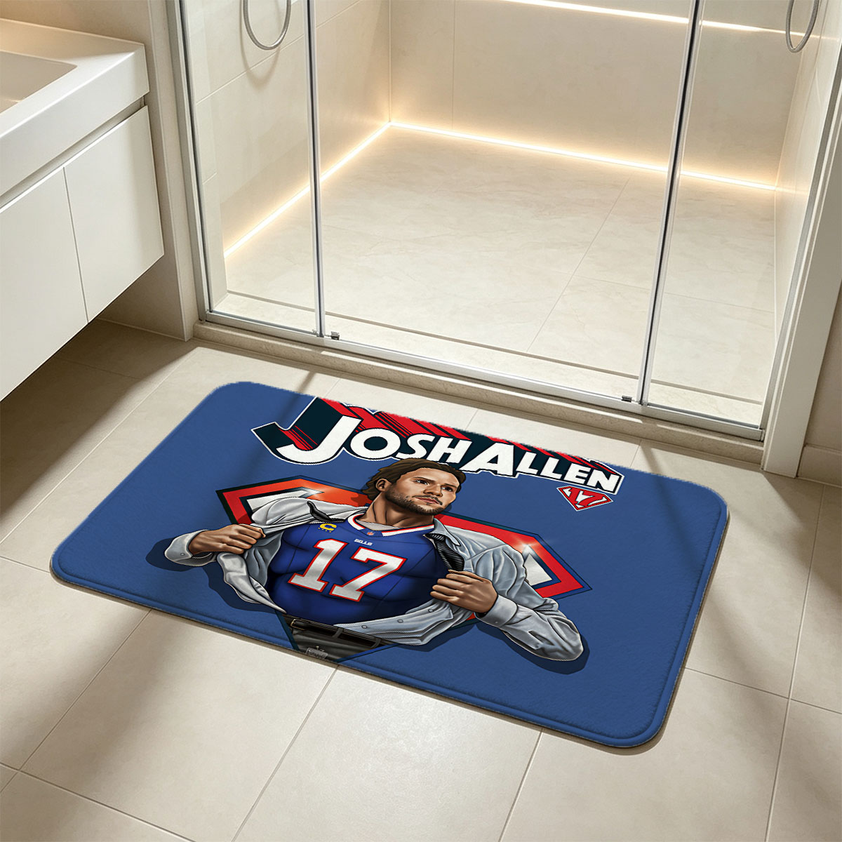 Josh Allen Superhero Transformation - Buffalo Bills QB #17 - Flannel floor mat