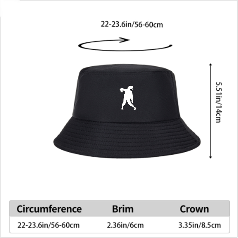 Unisex Classic Bucket Hat with Zombie Silhouette Print - Perfect for Halloween, Outdoor Adventures, and Casual Wear - Ideal for Adults Seeking Fun and Stylish Headwear