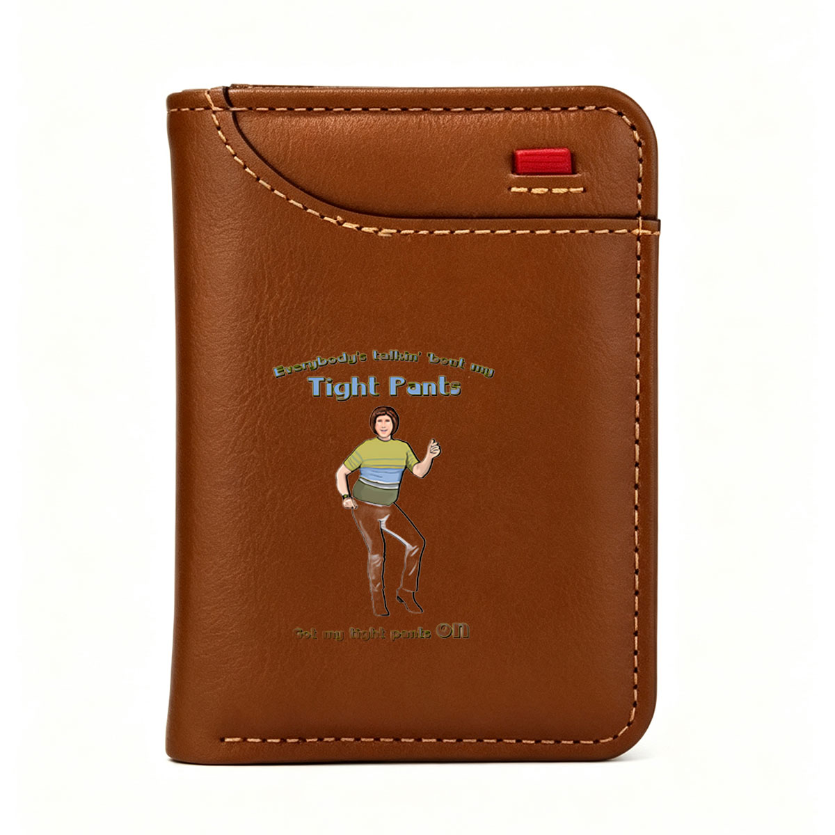 Everybody's Talkin' 'Bout My Tight Pants: A Cartoon Character in Stylish Attire - Vertical Style Wallet