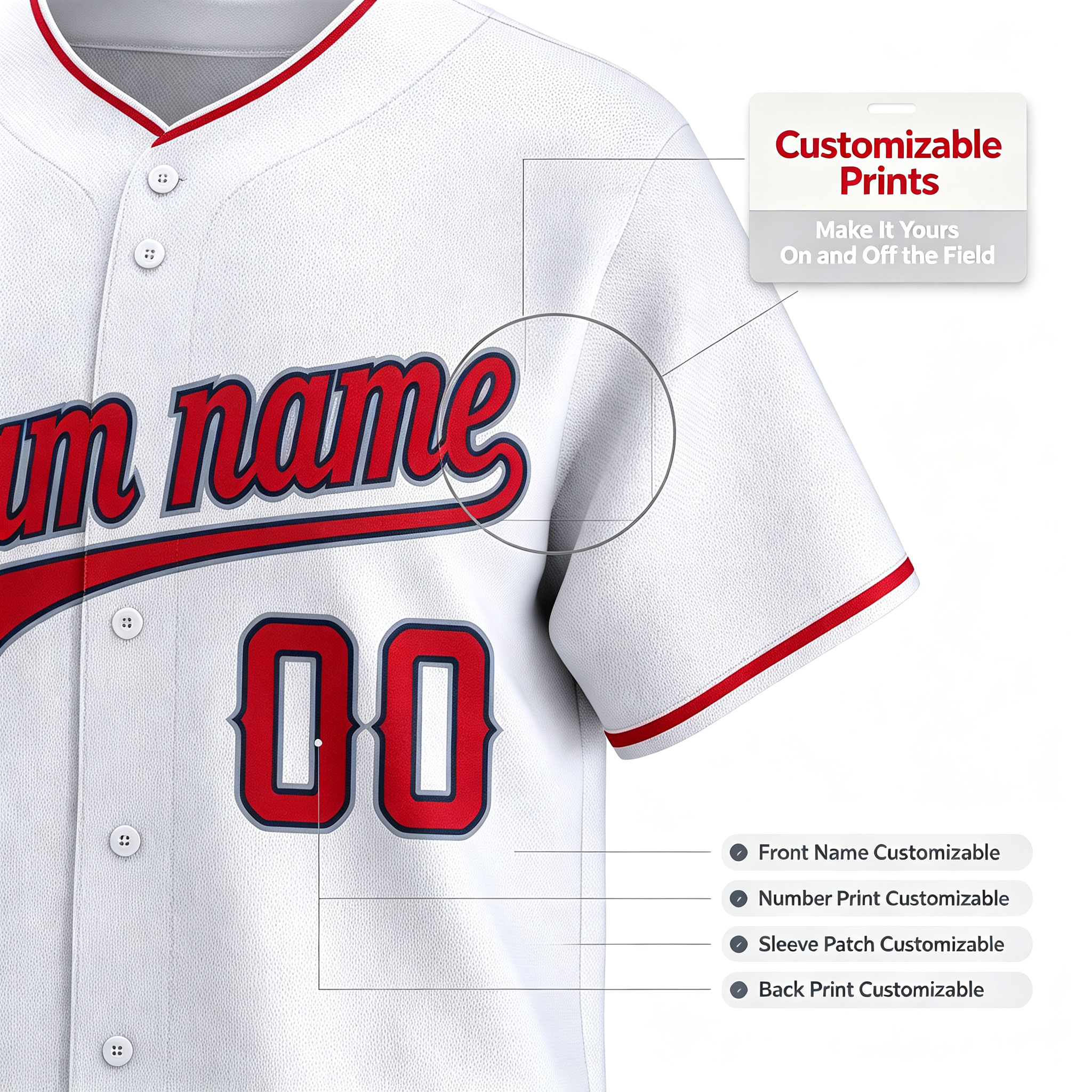 Custom Printed Anaheim Halo Style Baseball Jersey White Red Trim Button Down Shirt for Men and Women