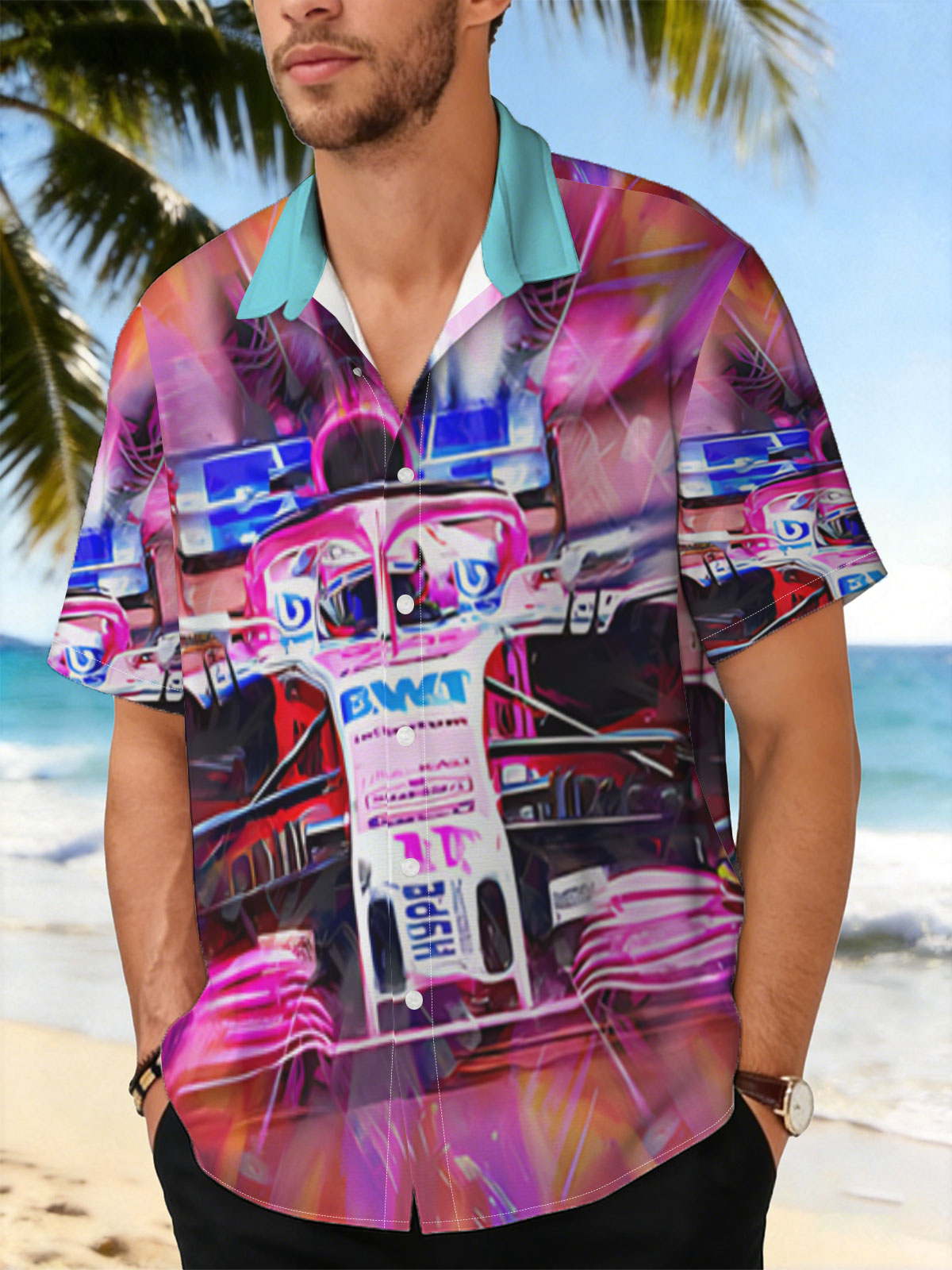 F1 Racing Car in Vibrant Motion Art -  Shirt