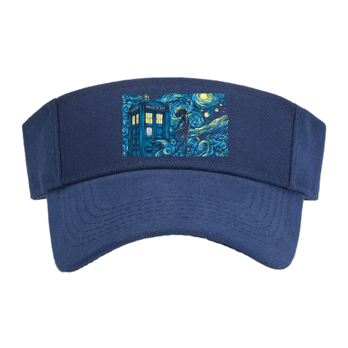 Doctor Who TARDIS in Starry Night Style with Silhouette Figure -  Visor cap