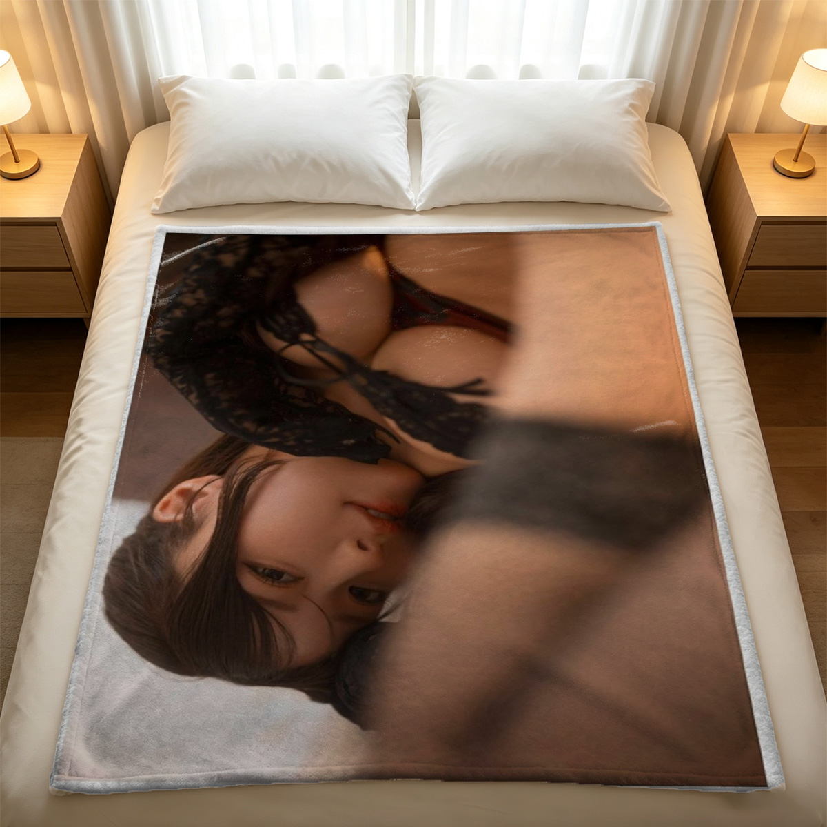 Nude Japanese Woman in Hot Spring Bath - Blanket