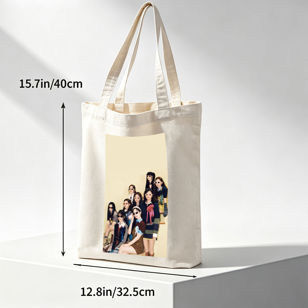 NewJeans Group Photo in Stylish Vintage Outfits with Sunglasses and Floral Accents - Canvas tote bags