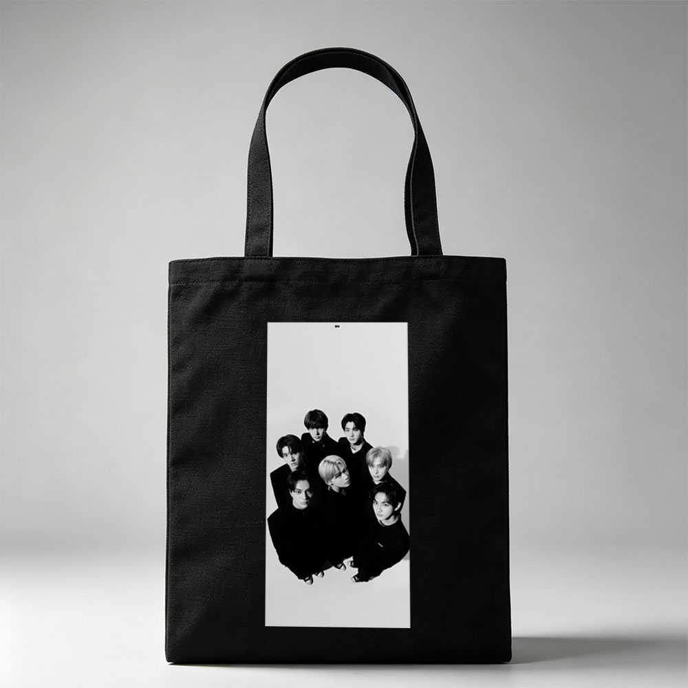 NCT Dream Group Photo in Black and White Studio Portrait - Canvas tote bags