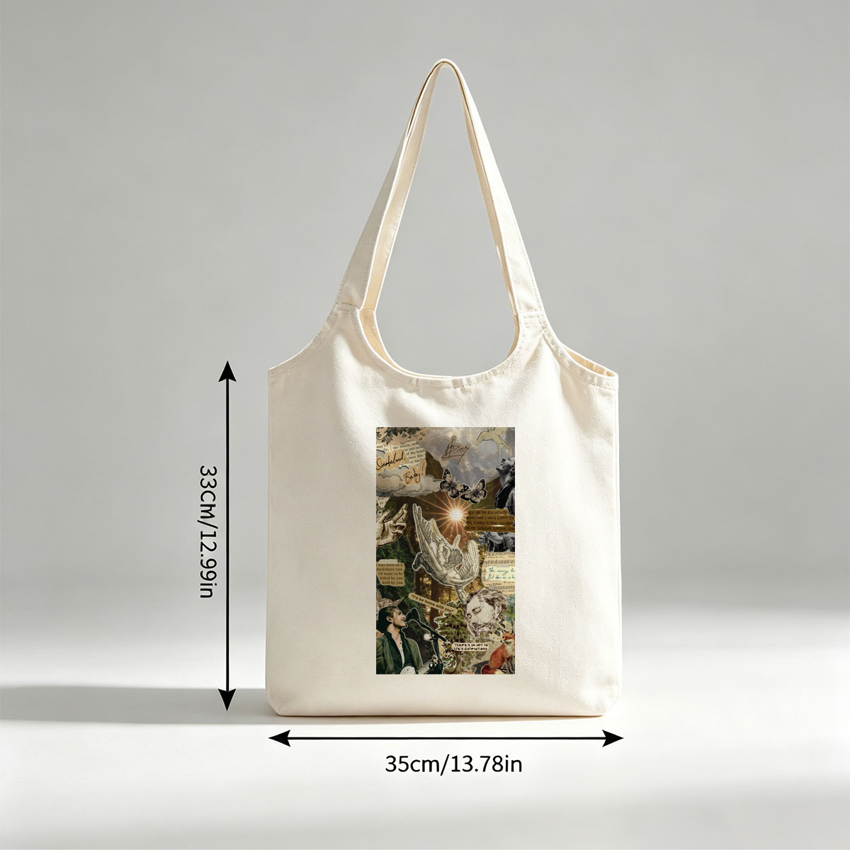 Ed Sheeran Concert Scene with Nature and Lyrics Collage Art - Canvas shoulder bags/