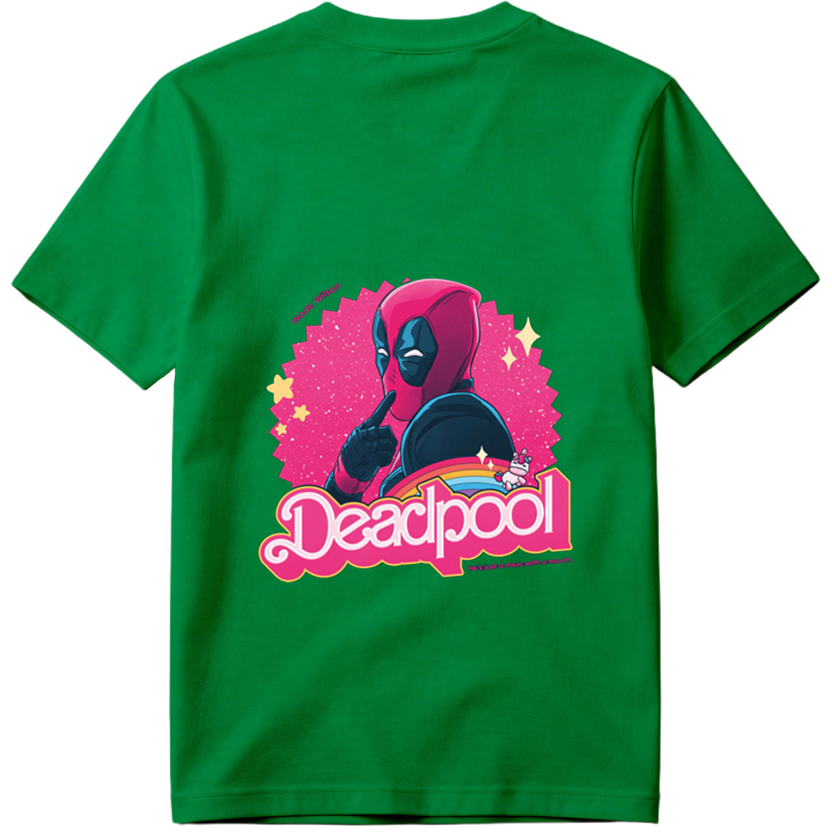 Deadpool: Wade Wilson with a Unicorn and Rainbow - Tee