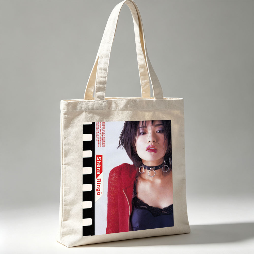 Shena Ringo in a Bold Red Cardigan and Choker Necklace with Edgy Fashion Style - Canvas tote bags