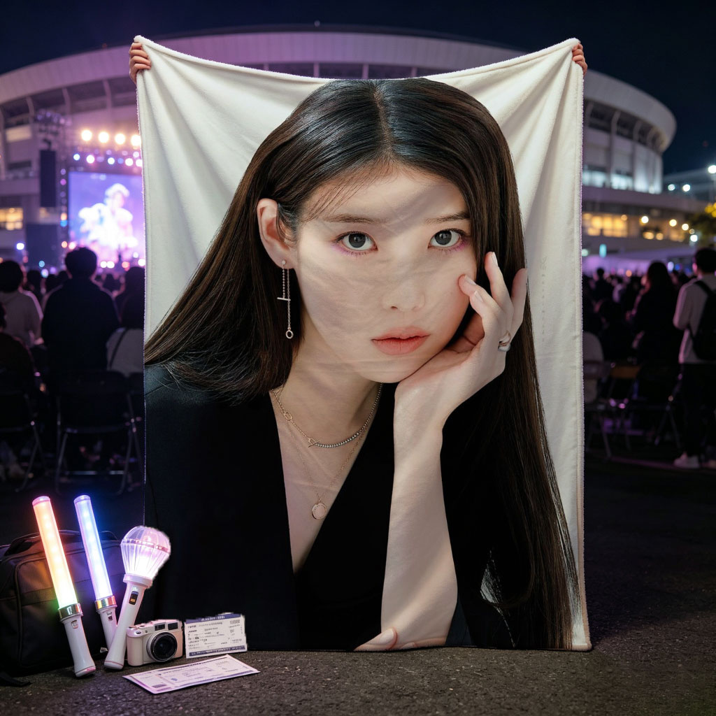 IU in a Minimalist Portrait with Elegant Black Attire and Delicate Jewelry - Blankets