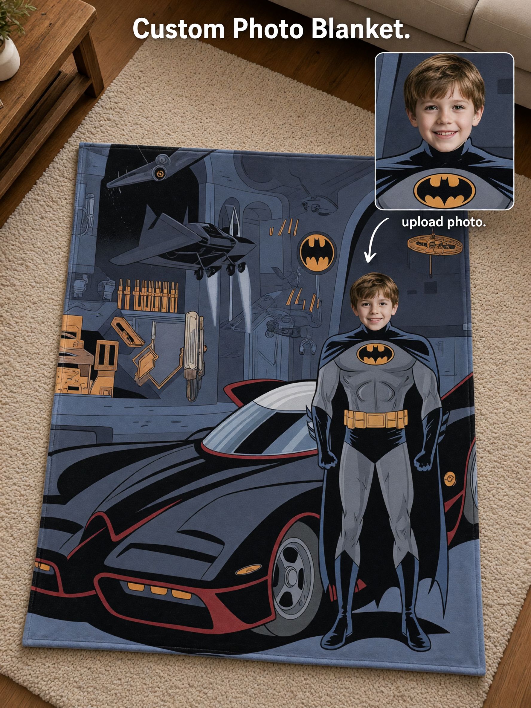 Personalized Custom Photo Superhero Blanket, Ultra-Soft Anti-Pilling Flannel Fleece Throw, Ideal Cozy Bed Sofa Gift