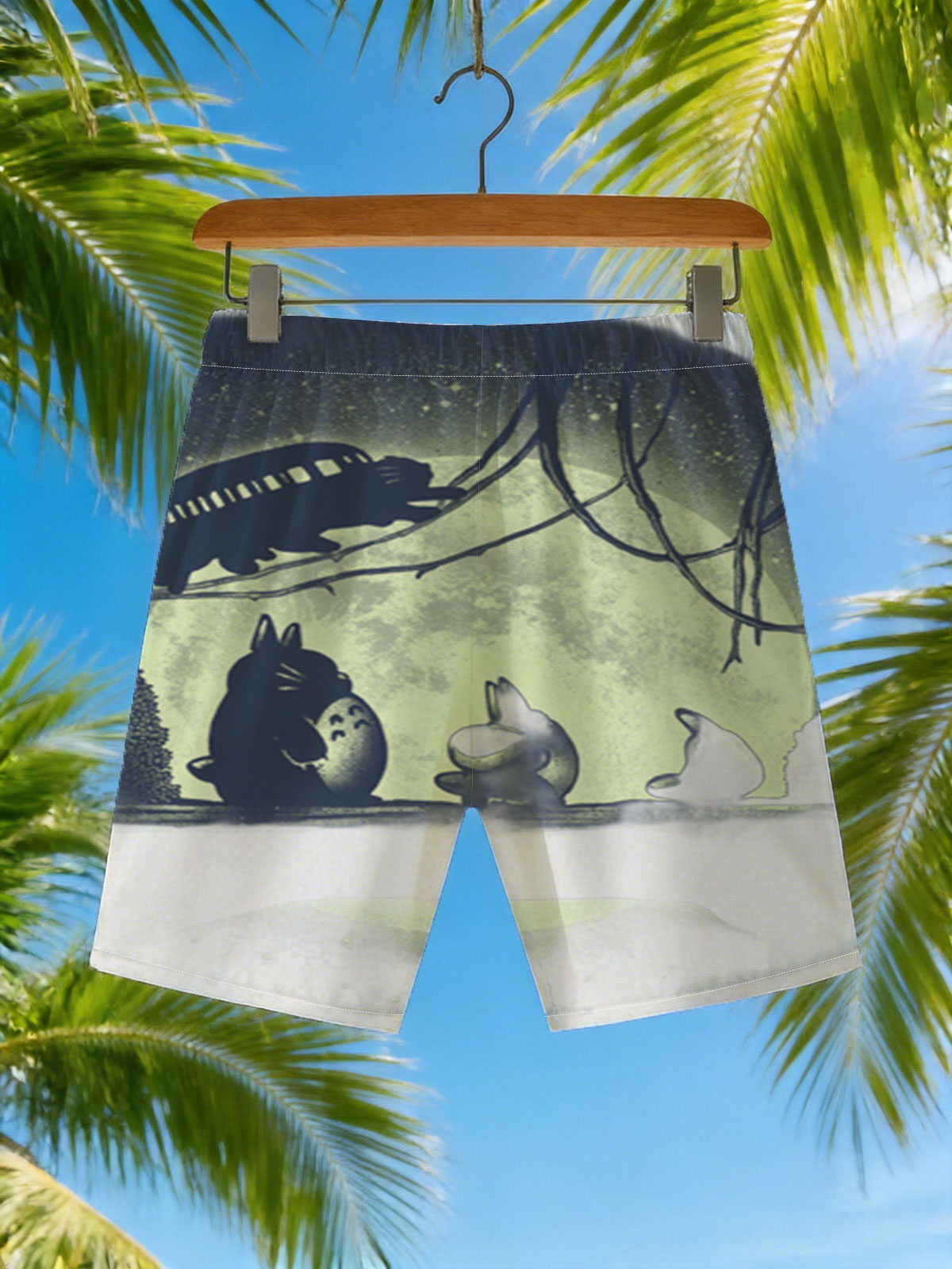 Totoro and Friends Under the Moonlight -  Beach shorts