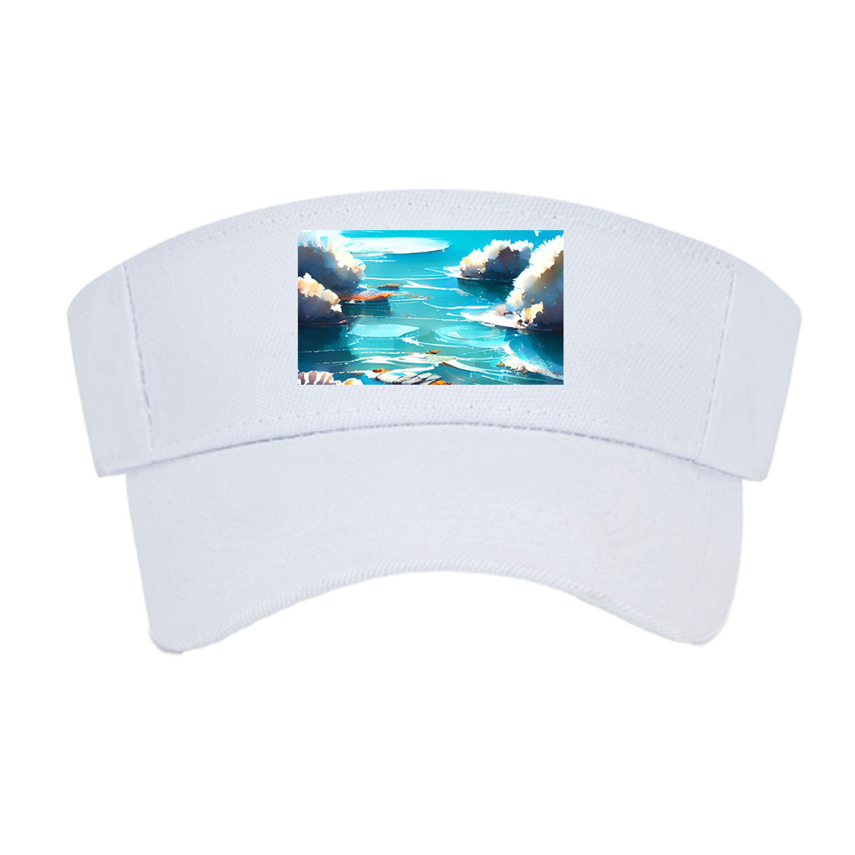 Crystal Clear Ocean with Shells and Sailboat -  Visor cap
