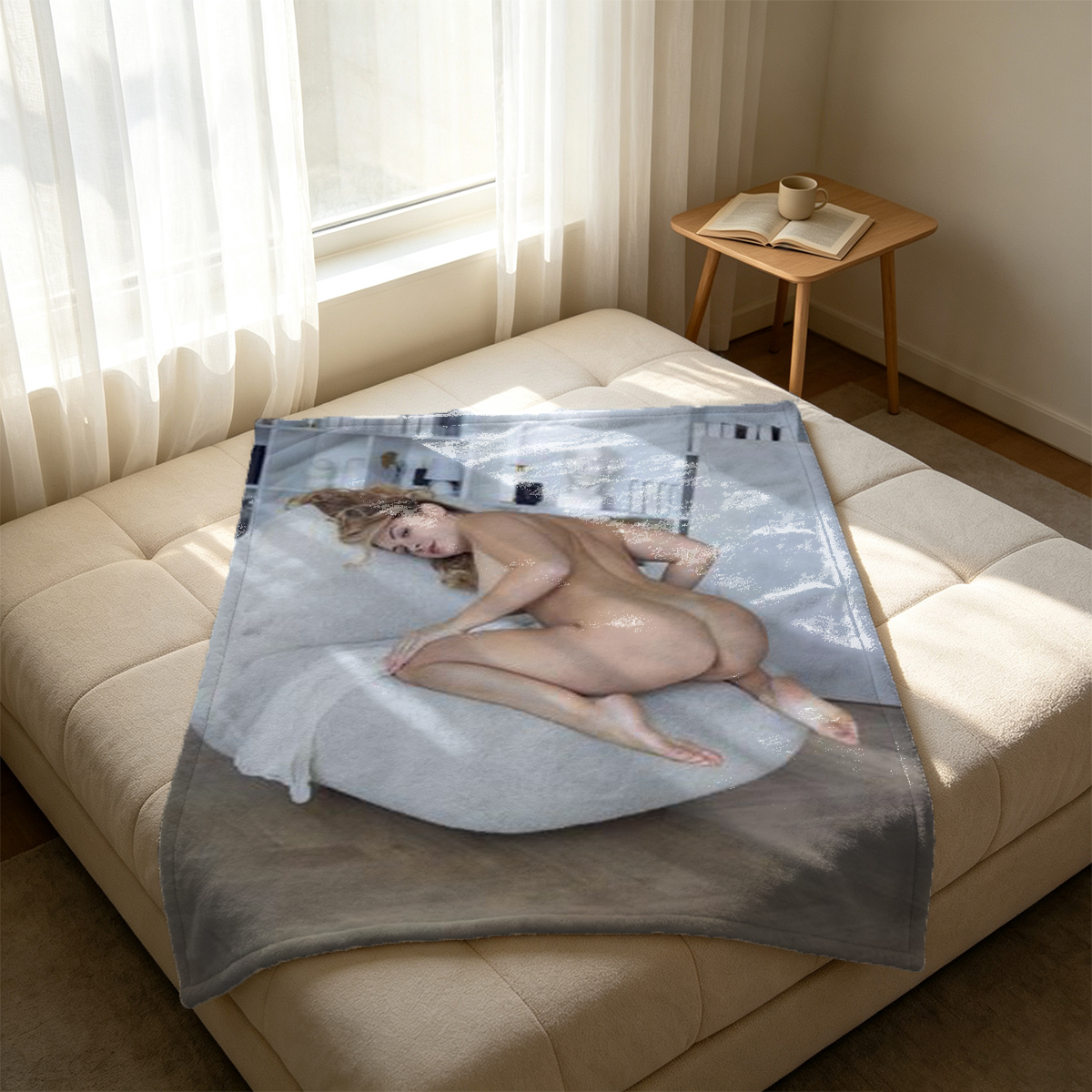 Two Models in Bikinis Posing at Sunset Poolside - Blanket