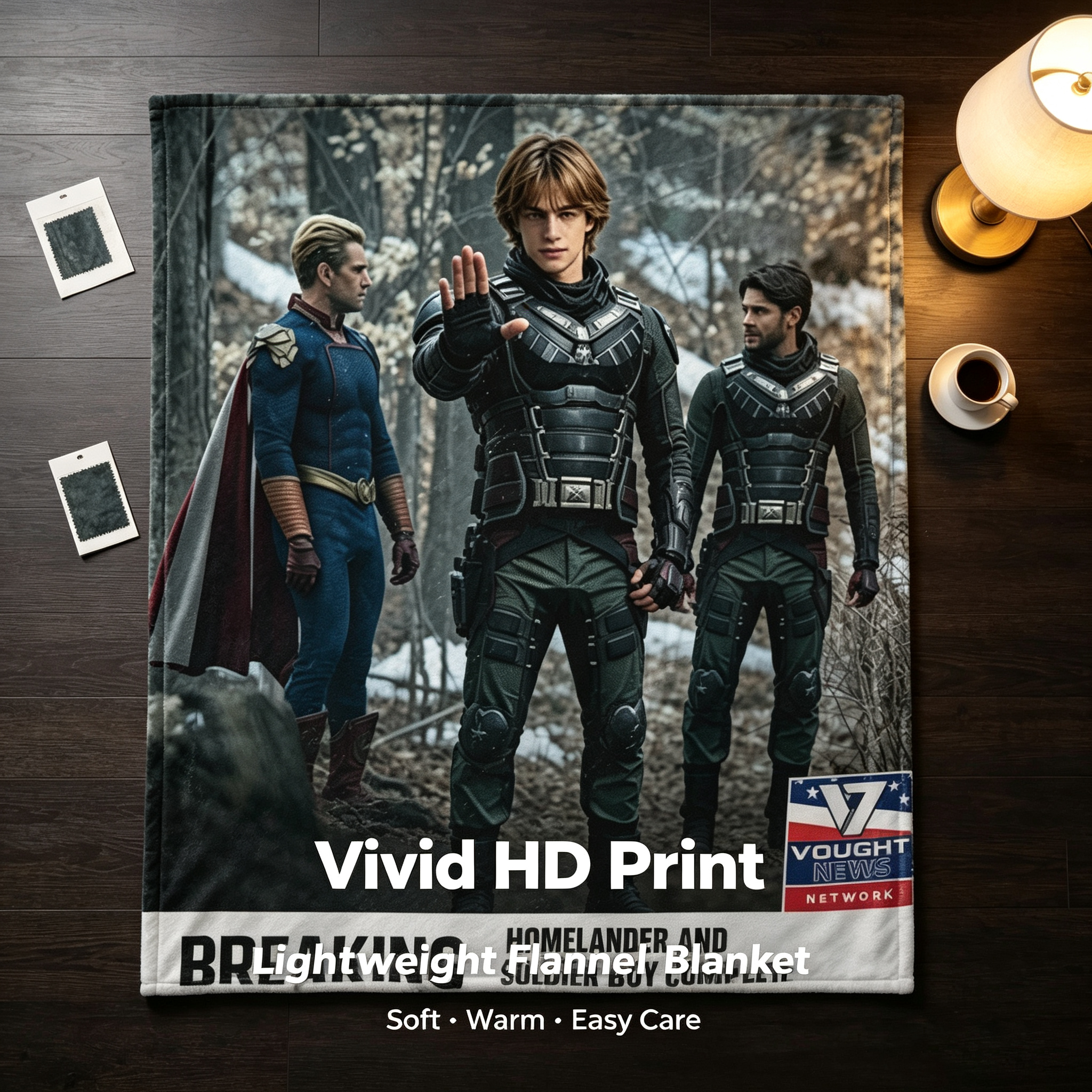 Custom Face Blanket The Boys Homelander and Soldier Boy Flannel Blanket Cozy Living Room or Bedroom Gift for Fans of Superhero Series Perfect for Christmas or Birthday Giveaway