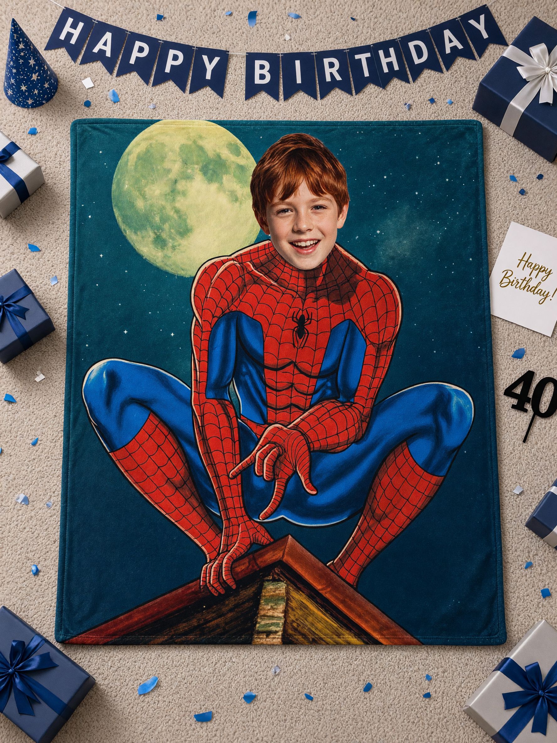 Custom Face Photo Superhero Flannel Fleece Blanket Skin Friendly Throw Ideal Personalized Gift for Bed and Sofa
