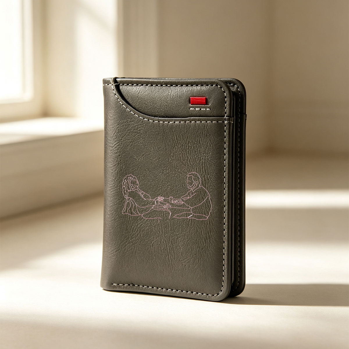 Couple Sharing a Meal at a Table - Vertical Style Wallet