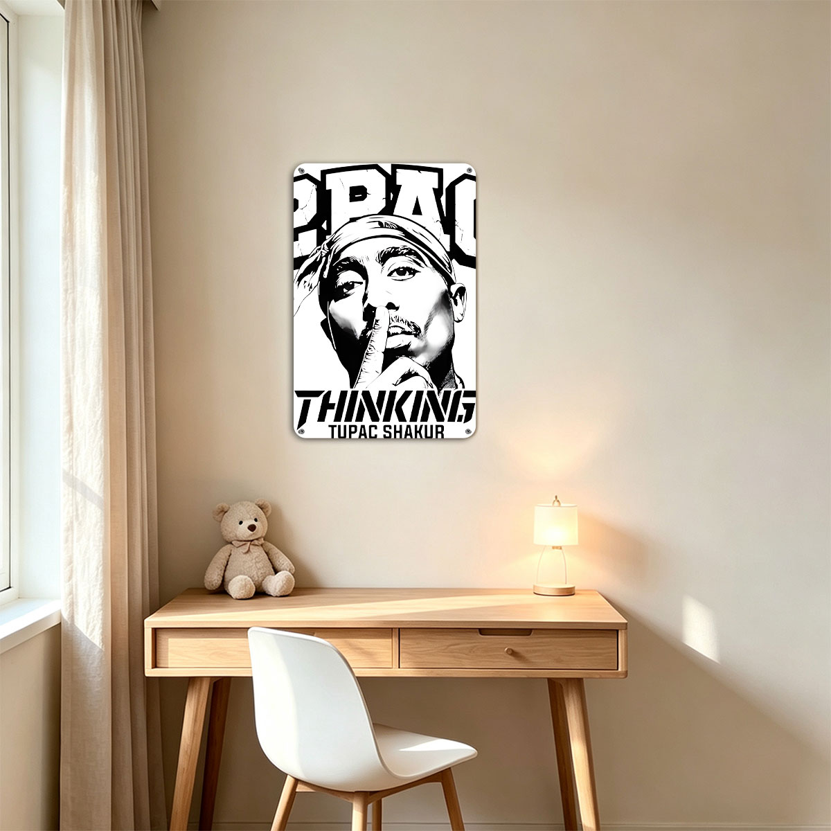 2Pac Thinking: Tupac Shakur Portrait - painting