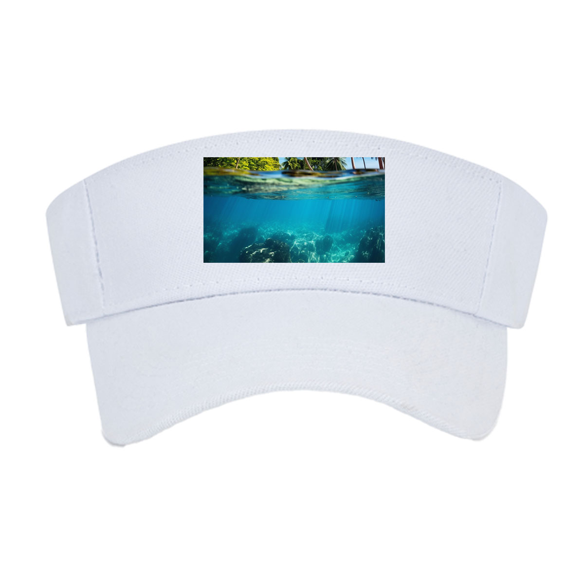 Tropical Paradise: Palm Trees and Coral Reef Underwater -  Visor cap