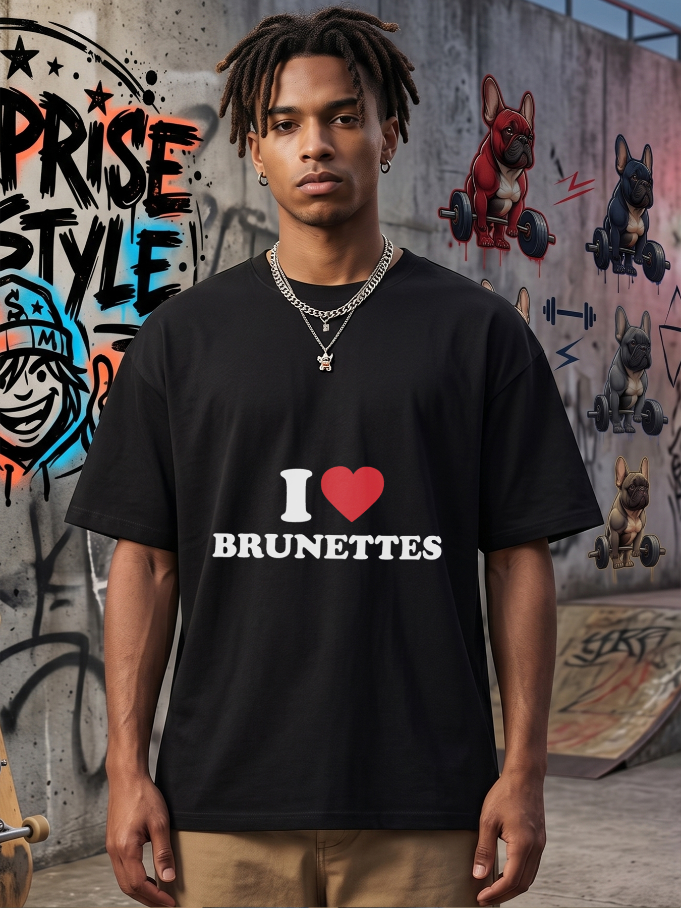 Men's I Love Brunettes Printed T-Shirt Funny Graphic Tee Casual Round Neck Lightweight Breathable Summer Short Sleeve T-Shirt for Everyday Wear, Dating, Parties, and Outings - Adult Unisex Fashion Statement Top