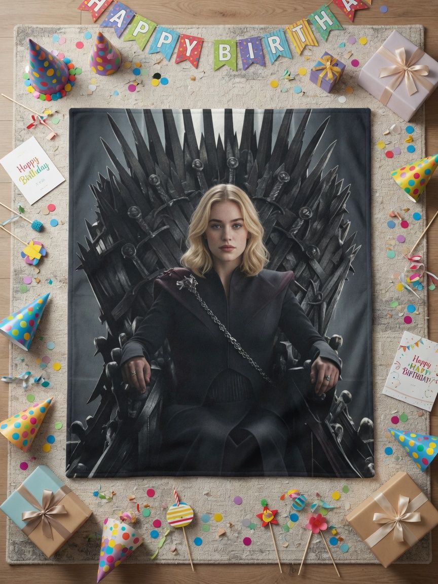 Custom Photo Face Blanket Soft Flannel Throne Throw for Couch Sofa Bed, Ideal Personalized Gift