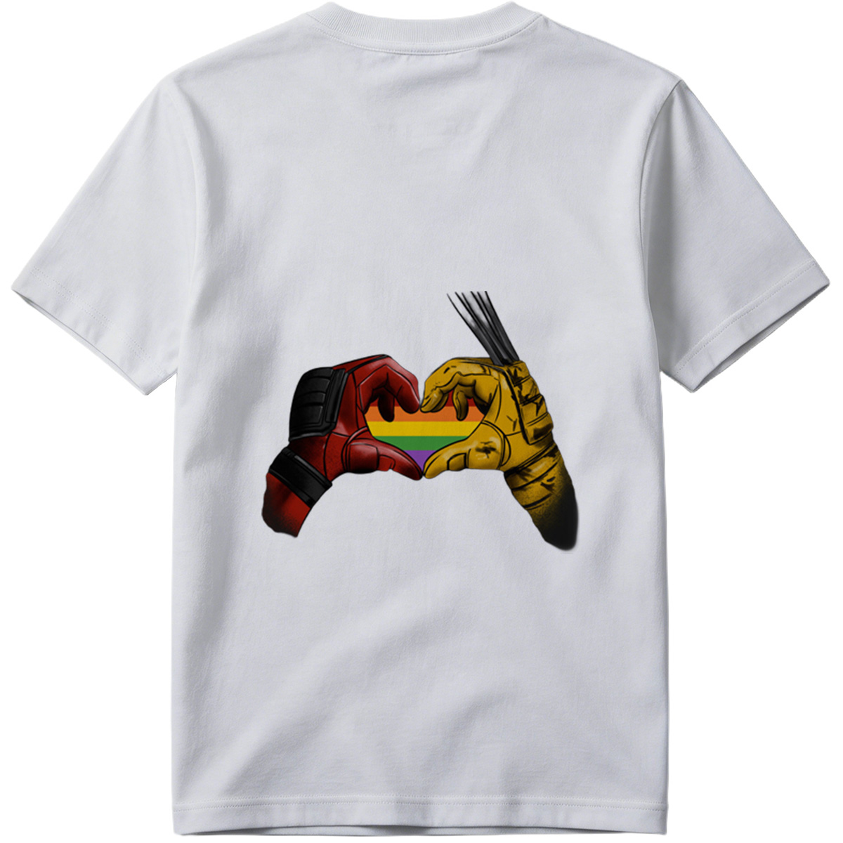 Deadpool and Wolverine Form a Rainbow Heart - Tee