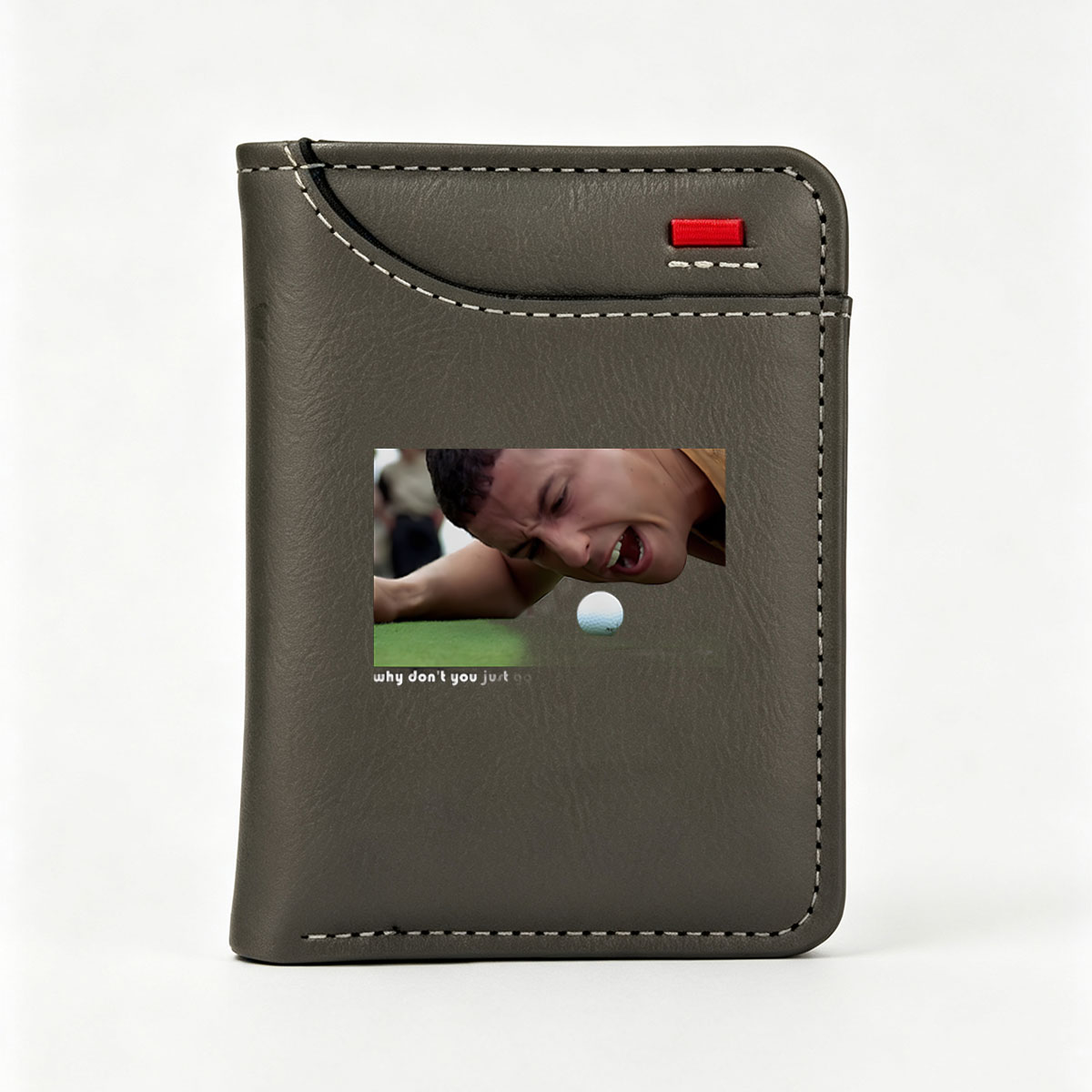 Golfer Reacts to Near Miss on Green - Vertical Style Wallet