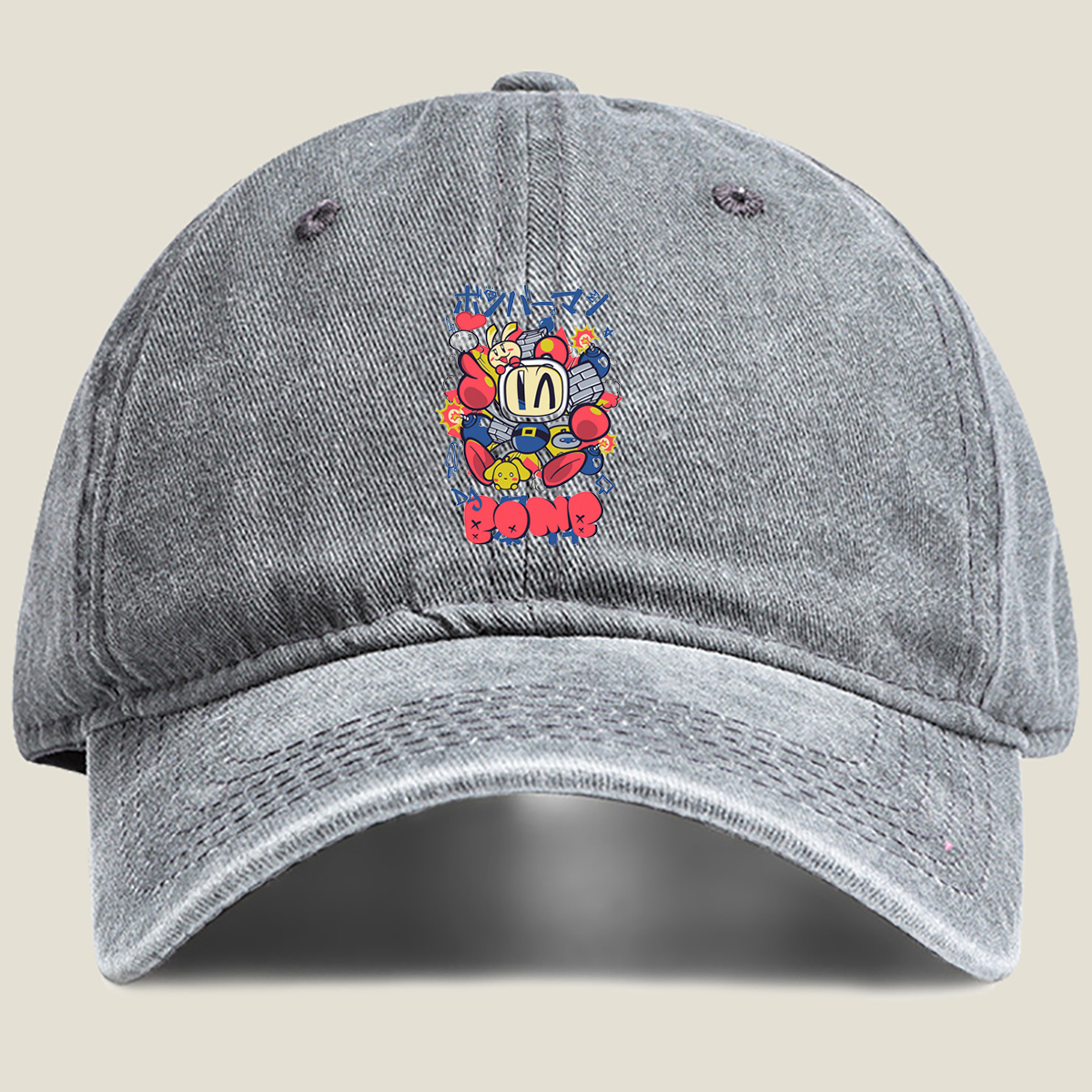 Bomberman: Classic Characters and Bombs - Washed Denim - Baseball Cap