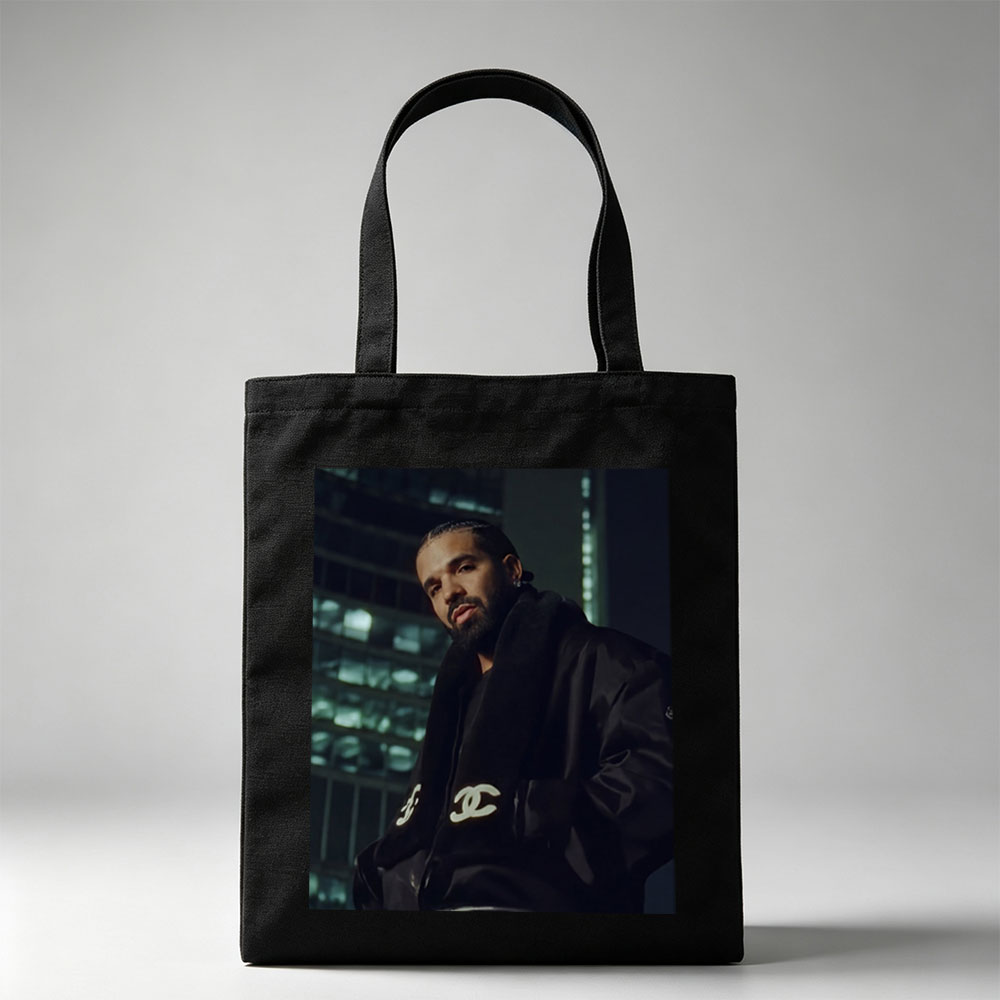 Drake in Urban Night Setting Wearing Chanel Jacket - Canvas tote bags