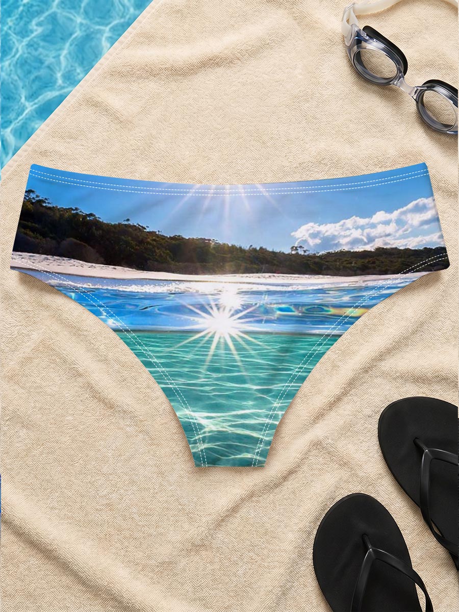 Sunshine Sparkles on Crystal Clear Waters -  Men's swim trunks