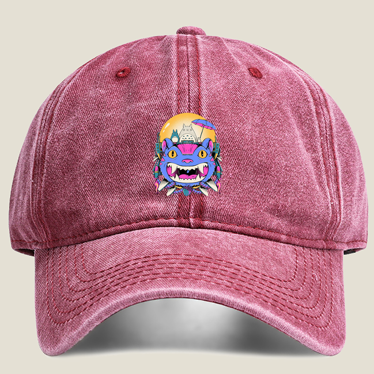 Totoro and the Cosmic Cat - Washed Denim - Baseball Cap