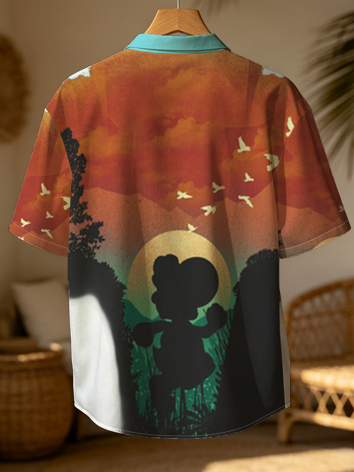 Mickey Mouse Silhouette at Sunset with Birds Flying -  Shirt
