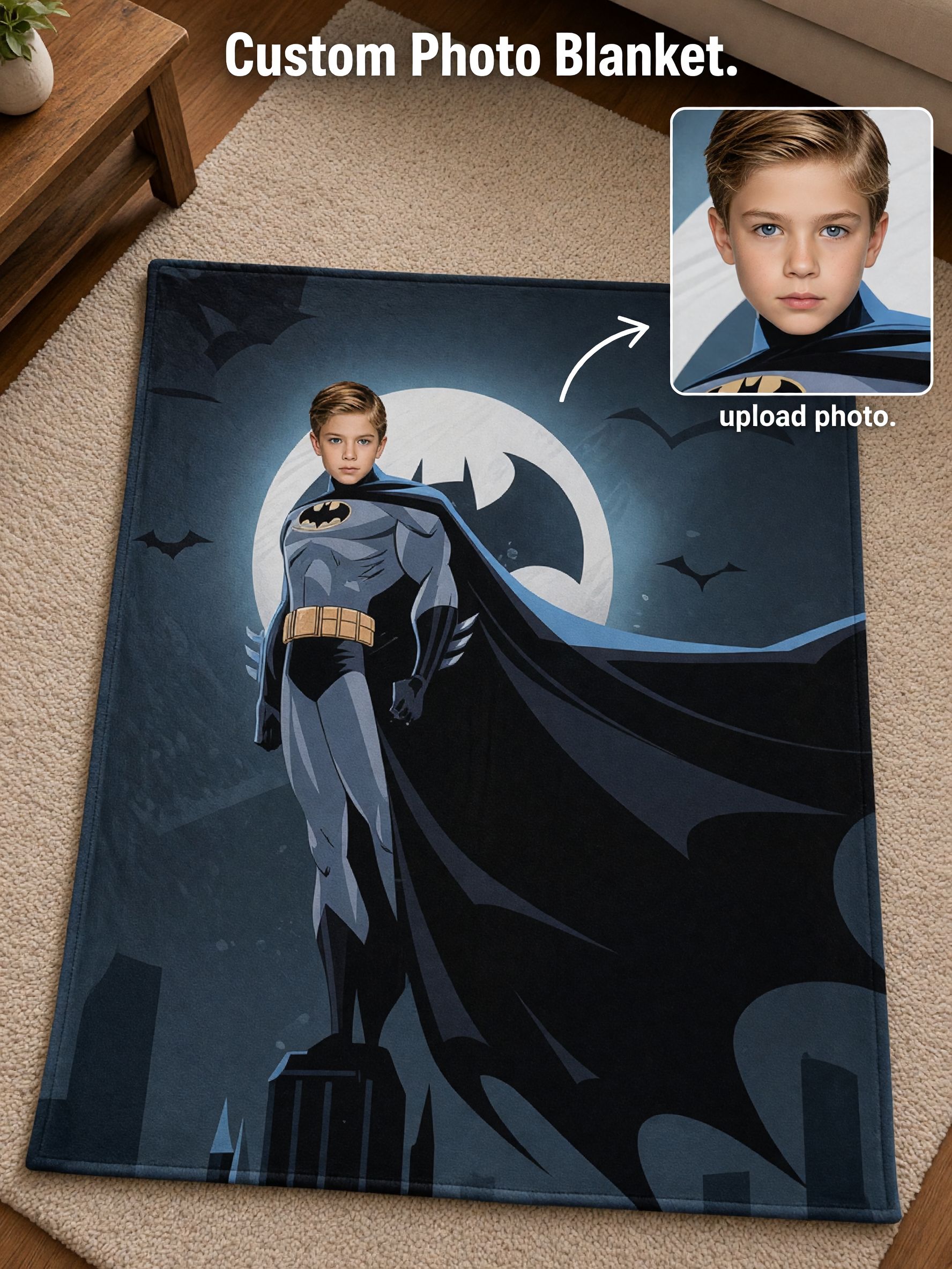 Custom Photo Superhero Flannel Fleece Blanket Soft Personalized Comic Throw Ideal Keepsake Gift for Kids and Teens