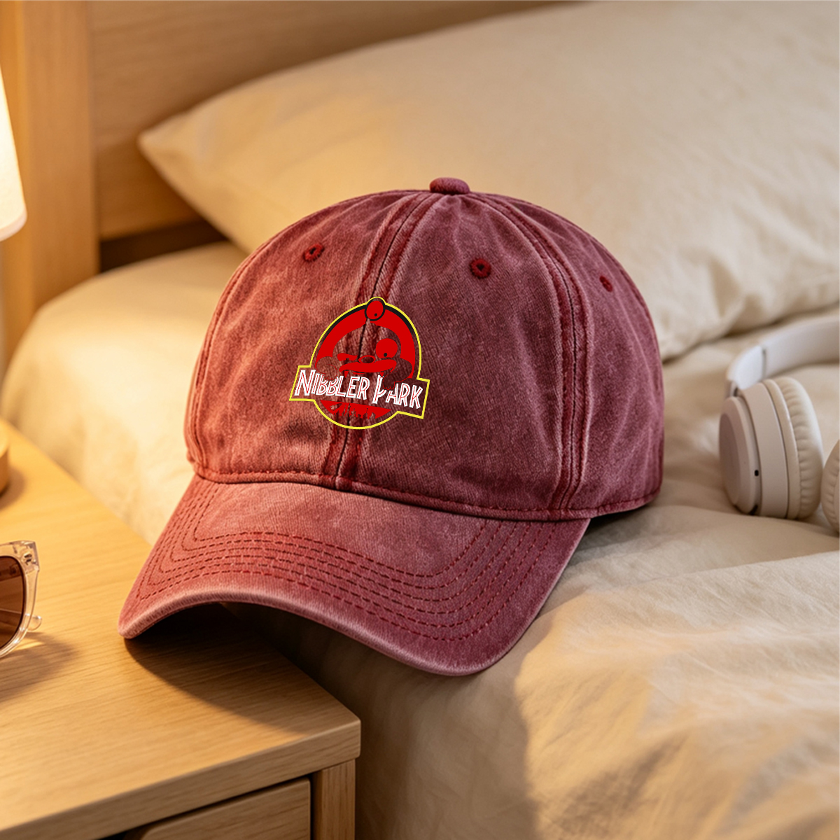 Nibbler Park: A Tribute to the Iconic Alien from *The Simpsons* - Washed Denim - Baseball Cap