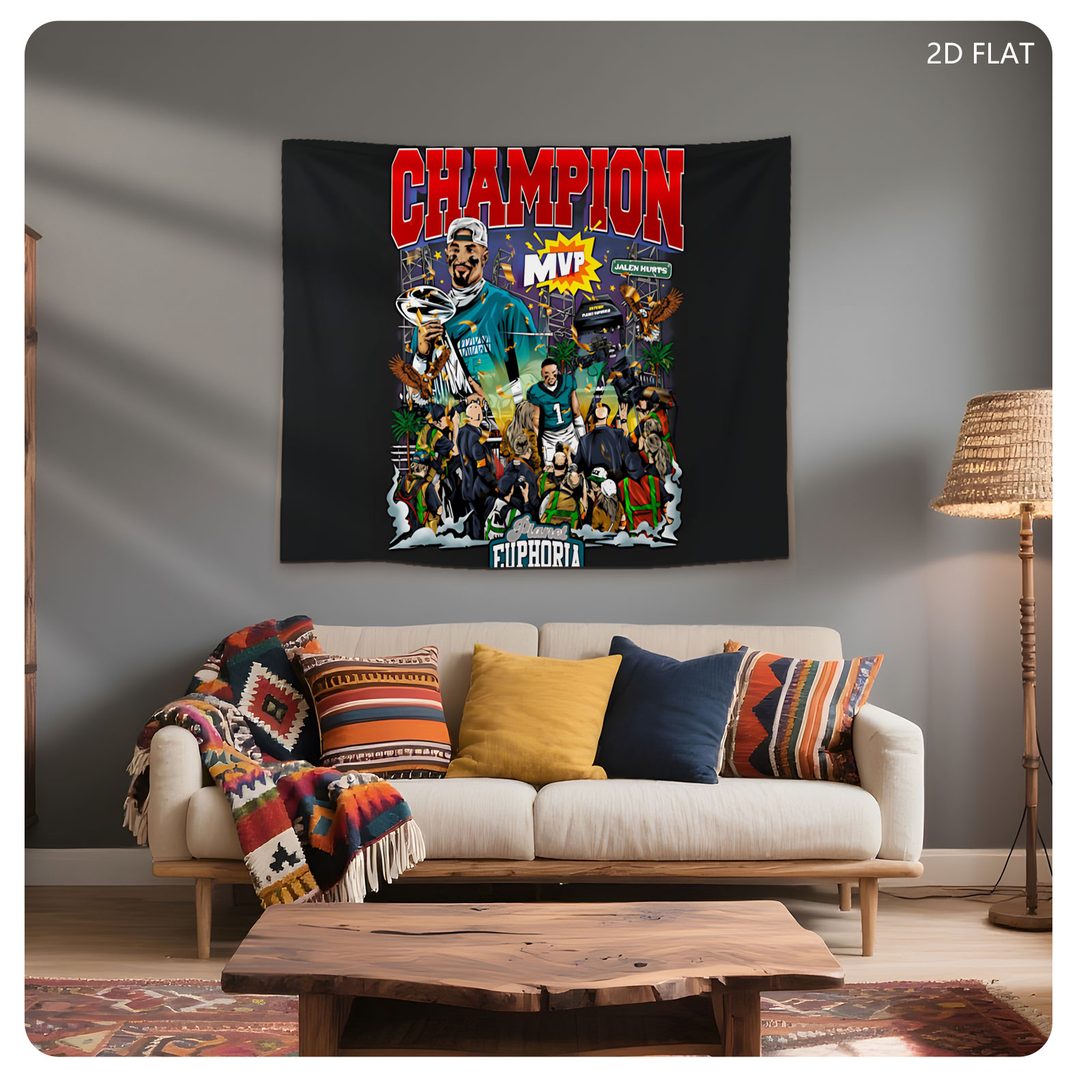 Jalen Hurts MVP World Champion Euphoria Celebration - Tapestry