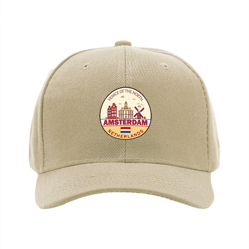1pc New Baseball Cap Amsterdam Cityscape Print Venice of the North Design Unisex Adjustable Hat for Travel Outdoor Activities Adults and Teens