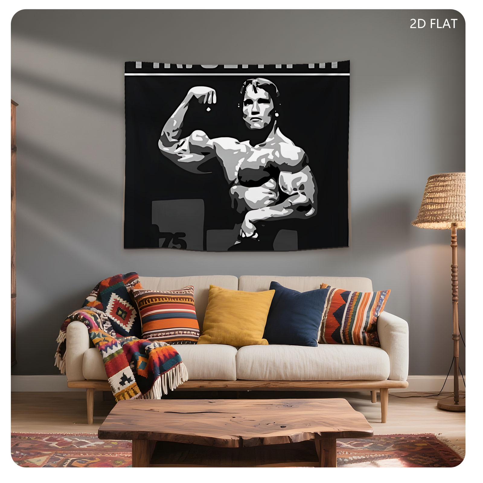 Mr. Olympia 1975: Arnold Schwarzenegger at Weizman Hall, Pretoria, South Africa - Tapestry